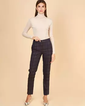 Брюки с молниями в клетку M