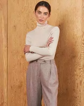 Брюки с защипами, из шерсти L