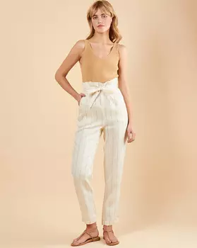 Брюки с защипами льняные