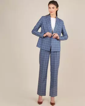 Брюки с защипами в клетку L