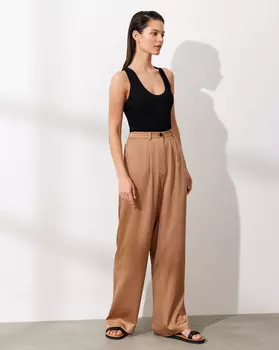 Брюки широкие в пижамном стиле