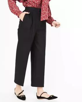 Брюки со складками из плотной шерсти S