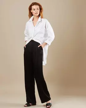 Брюки свободные в пижамном стиле L