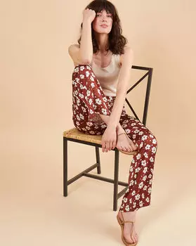 Брюки свободные в пижамном стиле S