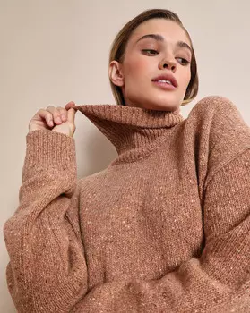 Cвитер туника с боковыми разрезами (Терракотовый меланж)