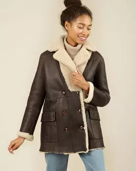 Дубленка с накладными карманами One size