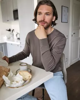 Джемпер из пима хлопка (Коричнево-серый)