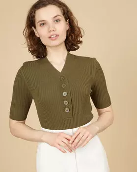 Джемпер с пуговицами в рубчик XS