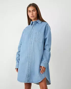 Джинсовое платье-рубашка S