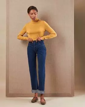 Джинсы прямые на пуговицах S