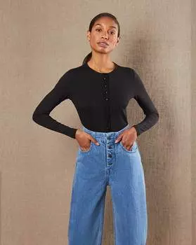 Джинсы широкие на пуговицах S