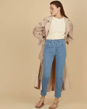 Джинсы свободного кроя с высокой посадкой S