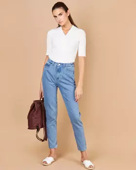 Джинсы свободные с высокой посадкой M