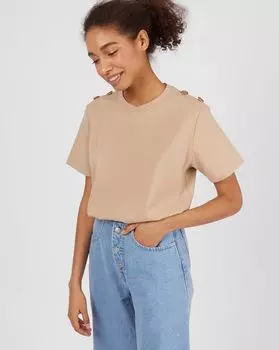 Футболка с пуговицами на плечах XS