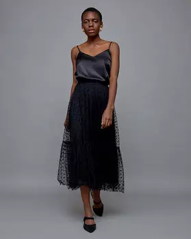 Юбка из сетки, с воланом L