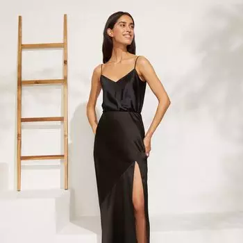 Юбка из шелка с разрезом