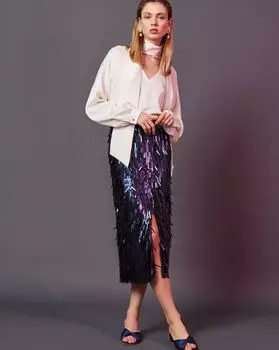 Юбка миди из острых пайеток XS