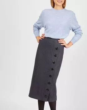Юбка миди на пуговицах L