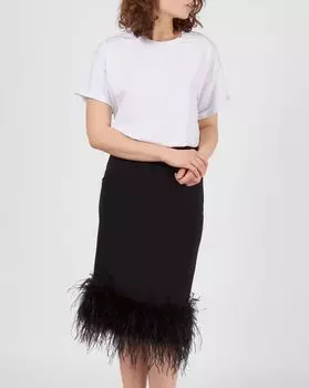 Юбка миди с перьями XS