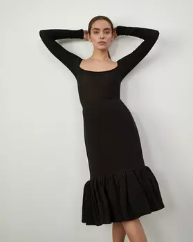 Юбка миди с воланом (Чёрный)