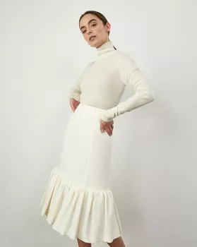 Юбка миди с воланом (Молочный)
