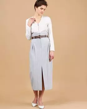 Юбка с завышенной талией и разрезом спереди XS