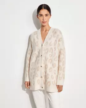 Кардиган из мохера с жаккардовым рисунком