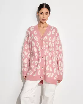 Кардиган из мохера с жаккардовым рисунком