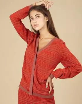 Кардиган трикотажный в клетку L