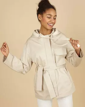 Куртка с капюшоном и поясом XS