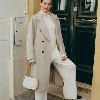 Пальто двубортное с поясом