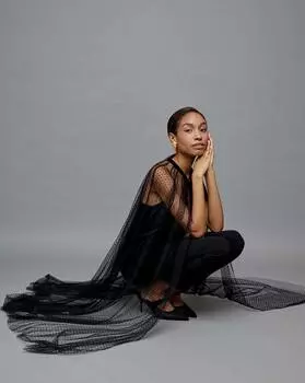 Накидка миди, из сетки One size