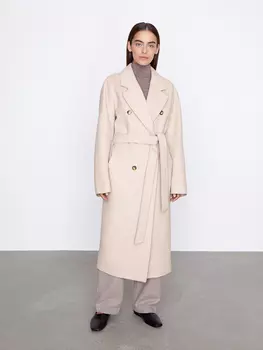 Пальто двубортное с поясом