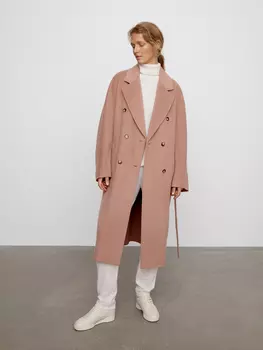 Пальто двубортное с поясом