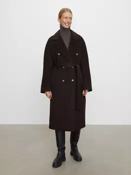 Пальто двубортное с поясом