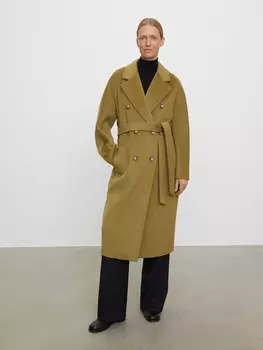 Пальто двубортное с поясом