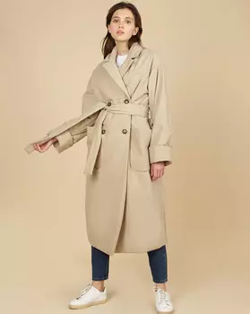 Пальто из плащевой ткани с поясом L