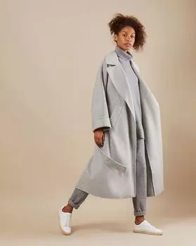 Пальто на поясе c шёлком One size