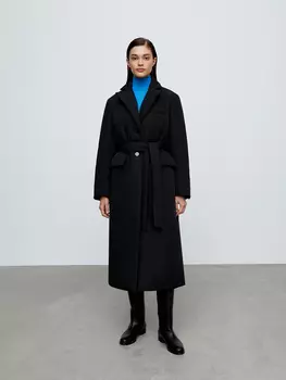 Пальто утепленное с поясом