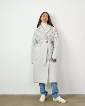 Пальто утепленное, с поясом