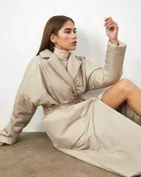 Пальто утепленное, с поясом XXS