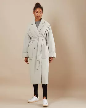 Пальто утеплённое из плащевой ткани с поясом L