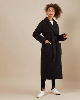 Пальто утеплённое из плащевой ткани с поясом XXS