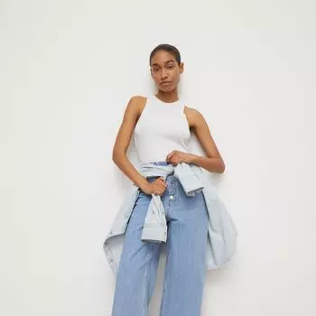 Джинсы широкие на пуговицах