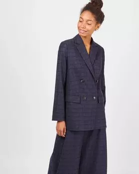 Пиджак двубортный в клетку S