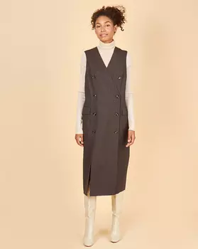 Платье двубортное без рукавов XS