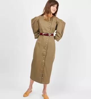 Платье из плотного хлопка на пуговицах L