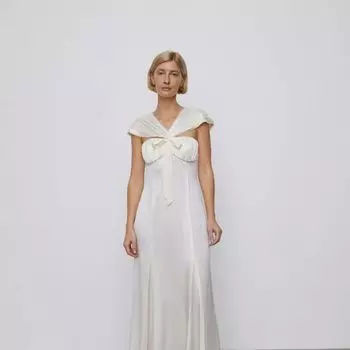 Платье из шелка Mulberry с бантом 12 STOREEZ