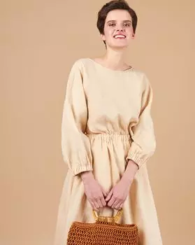 Платье изо льна на резинке XS