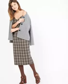 Платье-комбинация из шерсти в клетку XS
